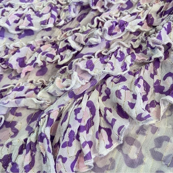 Rococo Sand Avana Midi ruffled corset dress, high low hem, leopard print, sz M - Picture 5 of 17